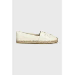 Kožené espadrilky Tory Burch Woven béžová farba, na platforme, 144042-164