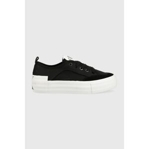 Tenisky Calvin Klein Jeans VULC FLATFORM BOLD IRREG LINES dámske, čierna farba, YW0YW00903