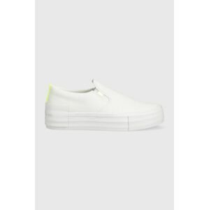 Tenisky Calvin Klein Jeans VULC FLATF BOLD SLIPON FLUO CONT dámske, biela farba