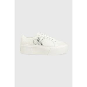 Tenisky Calvin Klein Jeans FLATFORM+ CUPSOLE MESH biela farba