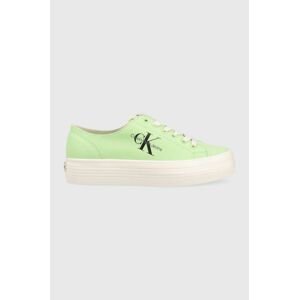 Tenisky Calvin Klein Jeans VULC FLATFORM ESSENTIAL MONO dámske, zelená farba, YW0YW01030