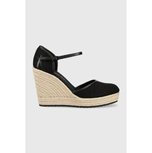 Espadrilky Calvin Klein Jeans WEDGE SANDAL CLOSE TOE ESS dámske, čierna farba, na kline, YW0YW01194