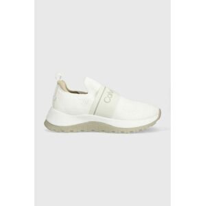 Tenisky Calvin Klein KNIT RUNNER SLIP ON biela farba, HW0HW01443