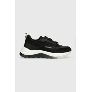 Tenisky Calvin Klein RUNNER LACE UP - LTH/SAT čierna farba, HW0HW01447