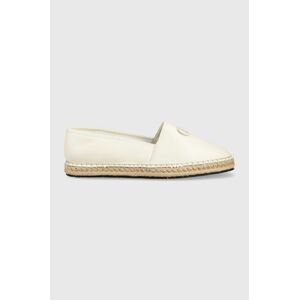 Kožené espadrilky Calvin Klein ESPADRILLE W/HW biela farba, HW0HW01457