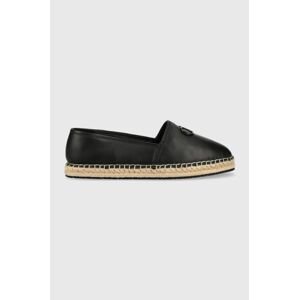 Kožené espadrilky Calvin Klein ESPADRILLE W/HW čierna farba, HW0HW01457