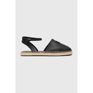 Kožené espadrilky Calvin Klein ESPADRILLE HYBRID W/HW čierna farba, HW0HW01459