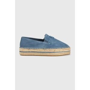 Semišové espadrilky Tommy Hilfiger TH SUEDE FLATFORM ESPADRILLE na platforme, FW0FW07069