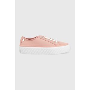 Tenisky Tommy Hilfiger PLATFORM VULCANIZED SNEAKER ružová farba