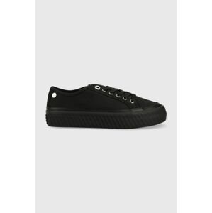 Tenisky Tommy Hilfiger PLATFORM VULCANIZED SNEAKER čierna farba