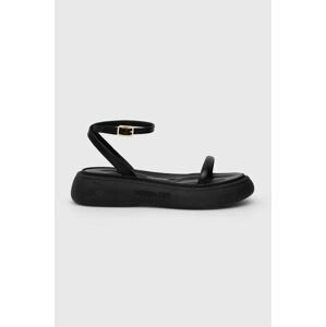 Kožené sandále Patrizia Pepe dámske, čierna farba, na platforme, 8X0082 L048 K103
