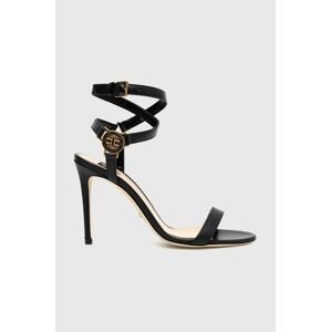 Kožené sandále Elisabetta Franchi čierna farba, SA01L31E2