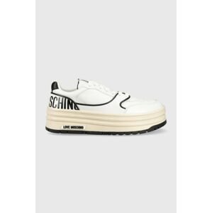 Kožené tenisky Love Moschino Sneakerd Basket 60 biela farba, JA15426G1G