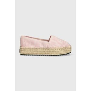 Espadrilky Tommy Jeans LOGOMANIA ESPADRILLE ružová farba, na platforme, EN0EN02079