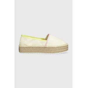 Espadrilky Tommy Jeans FLATFORM ESPADRILLE béžová farba, na platforme, EN0EN02078