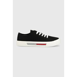 Tenisky Tommy Jeans LOW CUT WMNS CANVAS dámske, biela farba, EN0EN02085