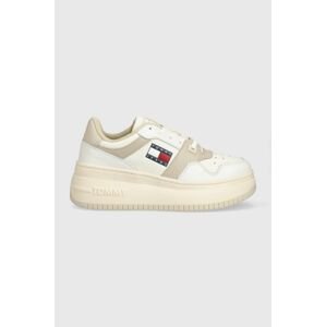 Tenisky Tommy Jeans RETRO BASKET FLATF béžová farba