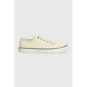 Tenisky Tommy Jeans LOW CUT TJ SNEAKER dámske, béžová farba, EN0EN02228