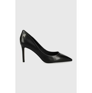 Kožené ihličky Tommy Hilfiger TH POINTY FEMININE PUMP čierna farba, FW0FW07000