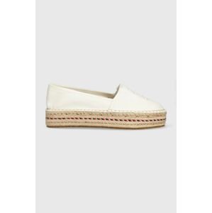 Espadrilky Tommy Hilfiger TH EMBROIDERED FLATFORM béžová farba, na platforme, FW0FW07014