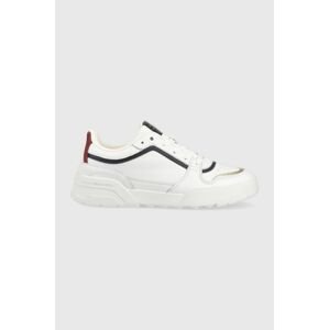 Kožené tenisky Tommy Hilfiger LOW TH BASKET SNEAKER béžová farba