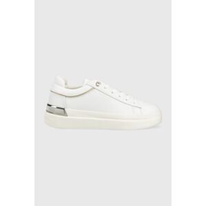 Kožené tenisky Tommy Hilfiger LUX METALLIC CUPSOLE SNEAKER biela farba, FW0FW07030