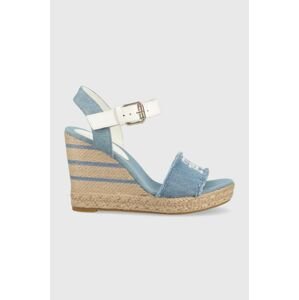 Sandále Tommy Hilfiger DENIM WEDGE SANDAL dámske, na kline, FW0FW07079