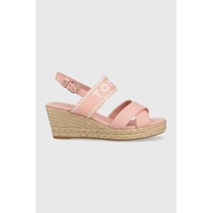 Sandále Tommy Hilfiger SEASONAL WEBBING MID WEDGE dámske, ružová farba, na kline, FW0FW07091