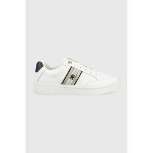 Kožené tenisky Tommy Hilfiger COURT SNEAKER WITH WEBBING biela farba, FW0FW07106