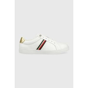 Kožené tenisky Tommy Hilfiger CORPORATE WEBBING SNEAKER biela farba, FW0FW07117