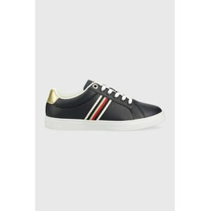 Kožené tenisky Tommy Hilfiger CORPORATE WEBBING SNEAKER tmavomodrá farba, FW0FW07117