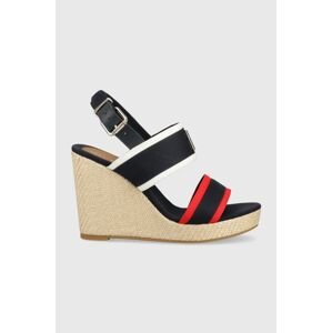 Sandále Tommy Hilfiger RWB FEMININE WEDGE dámske, tmavomodrá farba, na kline