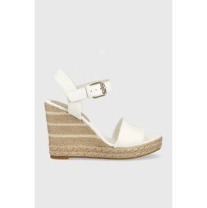 Sandále Tommy Hilfiger ECRU DENIM WEDGE SANDAL dámske, biela farba, na kline, FW0FW07191