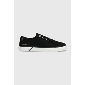 Tenisky Tommy Hilfiger LACE UP VULC SNEAKER BL dámske, čierna farba, FW0FW07248