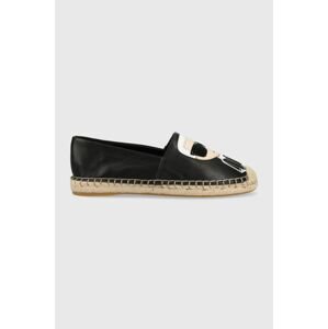 Kožené espadrilky Karl Lagerfeld KAMINI čierna farba, KL80111A