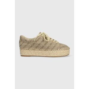 Espadrilky Guess MALEE béžová farba, na platforme, FL6MLE FAL14