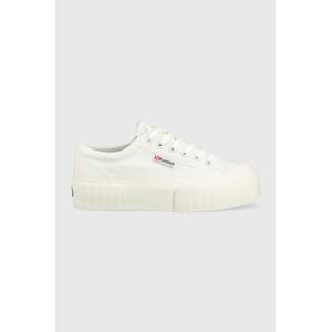 Tenisky Superga 2631 STRIPE PLATFORM dámske, biela farba, S5111SW