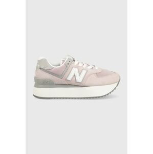 Tenisky New Balance WL574ZSE ružová farba