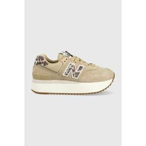 Tenisky New Balance WL574ZDC béžová farba