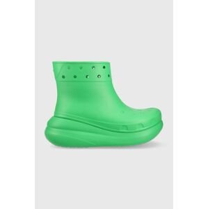 Gumáky Crocs Classic Crush Rain Boot dámske, zelená farba, 207946