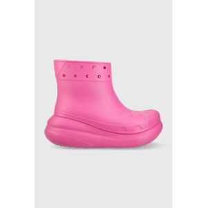 Gumáky Crocs Classic Crush Rain Boot dámske, ružová farba, 207946
