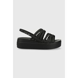 Sandále Crocs Brooklyn Strappy Low Wedge dámske, čierna farba, na platforme, 206751