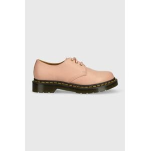 Kožené poltopánky Dr. Martens 1461 DM24256329-Peach.Bei, dámske, ružová farba, na plochom podpätku