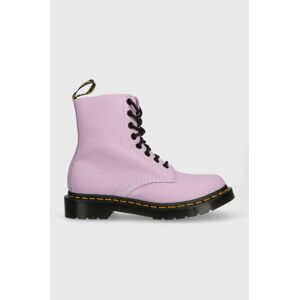 Kožené workery Dr. Martens 1460 Pascal dámske, fialová farba, na plochom podpätku, DM30689308