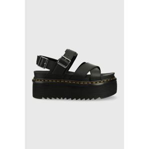 Kožené sandále Dr. Martens Voss II Quad dámske, čierna farba, na platforme, DM30717001