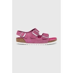Semišové sandále Birkenstock Milano Suede dámske, ružová farba, 1024265