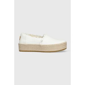 Espadrilky Toms Valencia biela farba, na platforme, 10019820