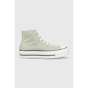 Tenisky Converse Chuck Taylor All Star Lift HI dámske, zelená farba, A03541C