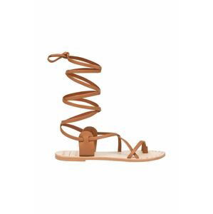 Kožené sandále Manebi Tie-Up Leather Sandals dámske, hnedá farba, L 7.1 Y0