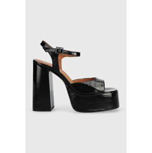 Kožené sandále Jonak BASILE CUIR BRILLANT čierna farba, 3400110